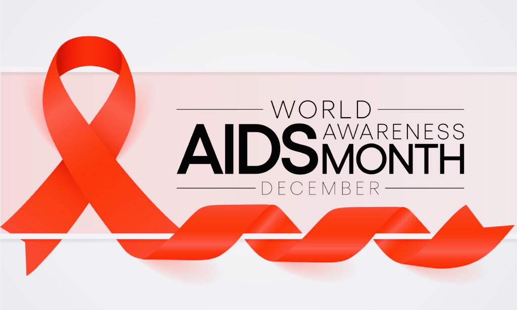 Aids awareness month is observed every year in December, This day brings attention to the growing number of people living long and full lives with HIV and to their health and social needs. Vector art
